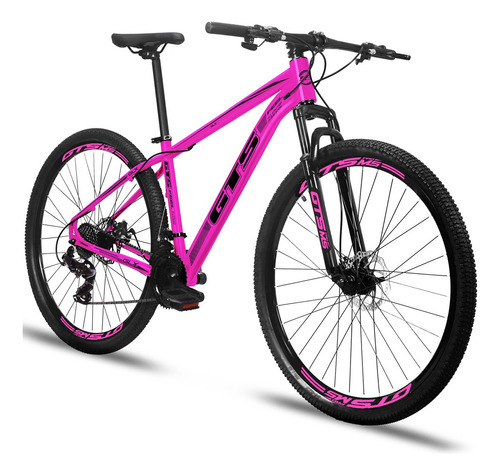 Bicicleta  mtb GTS Feel GLX aro 29 15" 24v freios de disco mecânico câmbios Indexado cor rosa