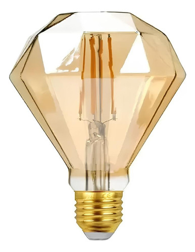 Lâmpada Filamento Led Diamante G95 4w Vidro Âmbar Bivolt E27 Luz Branco-quente 110v/220v