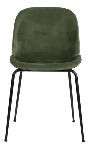 Silla De Comedor Tapizada En Terciopelo Moderna Set De 4 Estructura De La Silla Verde Oscuro Asiento Verde Oscuro