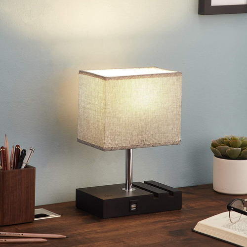 Aooshine - Lámpara De Noche Con 2 Puertos Usb, Con 2 Soporte