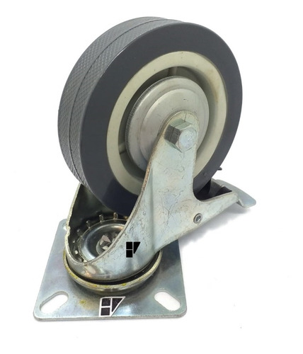 Rueda 100mm Diametro Reforzada Con Base Y Freno Goma Acero