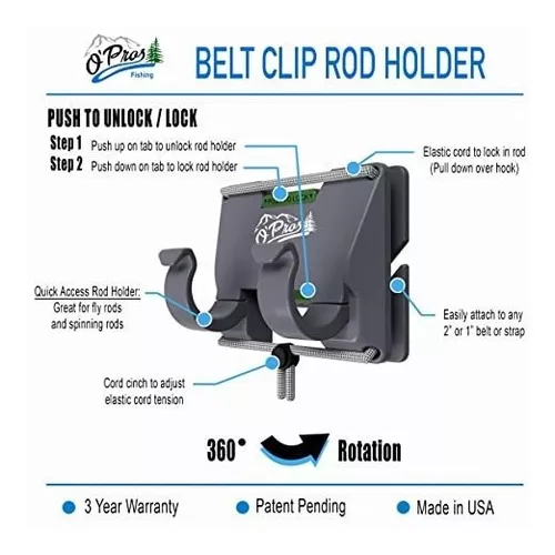 Opros 3rd Hand Belt Clip Rod Holder For Fly Fishing And Spi