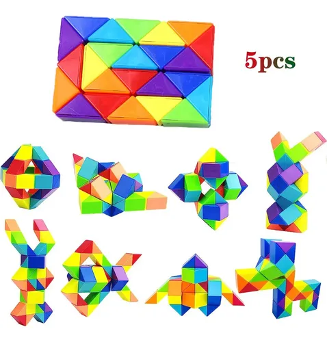 Cubo Serpiente Fidget – Puzzle Giratorio De 36 Cm Con Bloques De 1.33 Cm, Juguete Educativo De ABS Para Niños, Portátil Y Antiestrés
