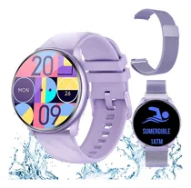 Comprar Reloj Inteligente Sumergible Smartbit W1 Pro Violeta Smartwatch Resistente Al Agua Redondo Elegante Llamadas Mensajes Deportivo Compatible Con Android E Ios Bluetooth Digital Doble Malla