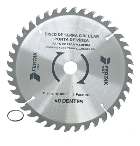 Disco De Serra Circular Para Madeira 180mm X 20mm 40 Dentes