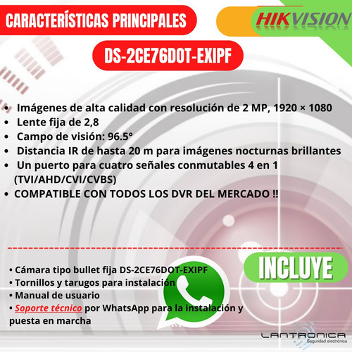 Imagen 2 de 9 de Camara Seguridad Domo Hikvision Full Hd 2mpx 2.8mm Dia/noche