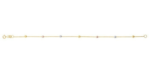 Imagen 2 de 2 de Pulsera Bolitas Col 18cm Oro 10k - 706