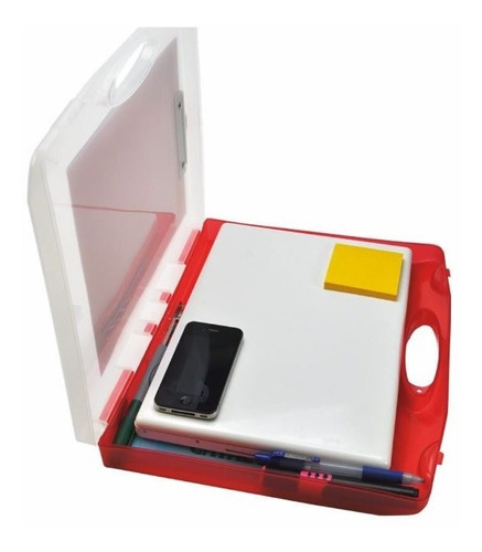 Portafolio Rojo Portadocumentos Plastico  Con Clip Int Y Ext