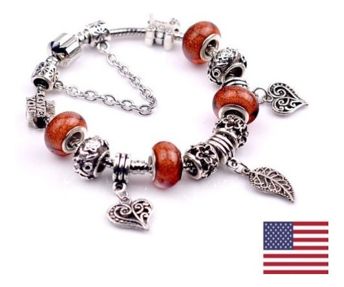 Pulsera De Bolas De Cristal Rojo Mujeres 925 Plata Te Amo Ho