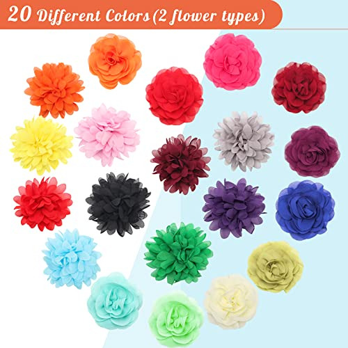 20pcs Collares Flores Perros, Gato Multicolor, Chifón