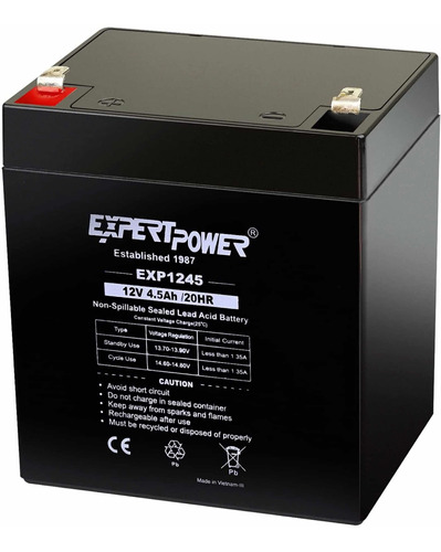 Pila Expertpower Exp1245 Reemplazo De Batería 12v 4.5ah