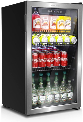 Crownful-mini Refrigerador De 126 Latas Con Puerta De Vidrio