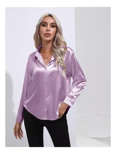 Camisa De Mujer De Manga Larga Con Botones De Imitación