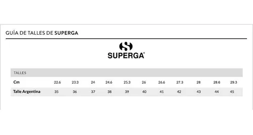 Guia de tallas superga new arrivals