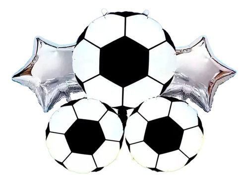 Decoración Globo Bouquet Futbol Balon Estrella Plateada
