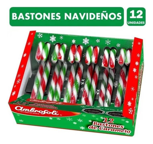 Bastones Dulces Navidad De Menta X 12