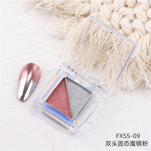 Genérica Nail Art Two color Solid Mirror Powder Two color Nail Mirror Powder Titanium Powder Almohadilla - I - Flores