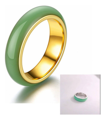 Anillo De Jade Verde Artificial Con Amuleto De Jadeíta China