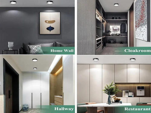 Lámpara Techo Led 25w Negro Luz Cálida 3000k Plafón Techo