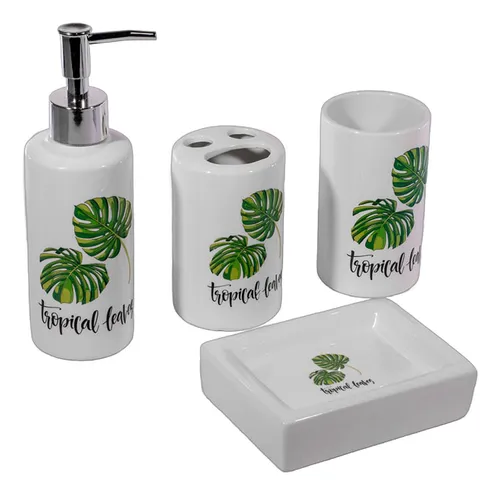 Set De Baño Plantas 4 Piezas