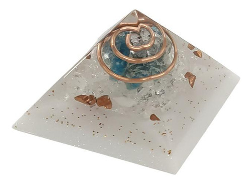 Orgonite Pirâmide 4cm Apatita Azul Elevação Vibracional