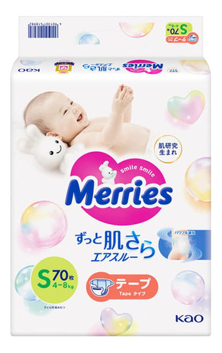 Pañales Kao Merries Tipo Cinta Talla Pequeña 4-8kg (hasta