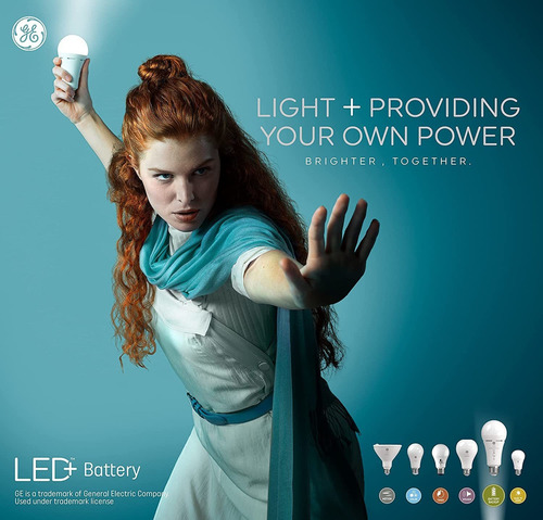 Ge Led Backup Battery Light Bulb, Rechargeable, Soft White,