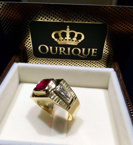 Anel De Formatura Direito Em Ouro 18k 750 Promoção Rubi Sint