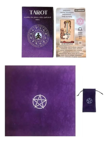 Tarot Español Significados + Bolsa Funda Con Mantel Morada