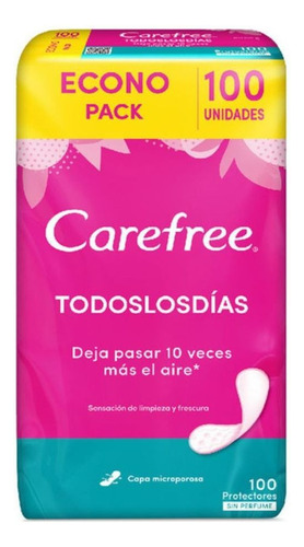 Carefree Protectores Diarios Sin Perfume X100 Un