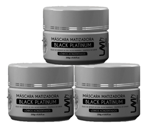 Kit C/ 3 Máscaras Matizadora Black Platinum Lavid' 250g