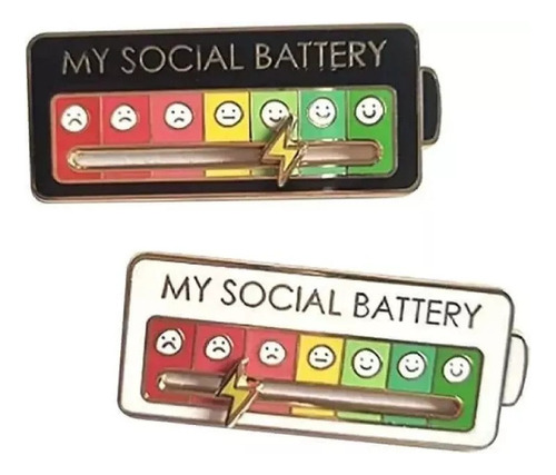 2 Pins Deslizantes My Social Battery, Pins Impressionantes