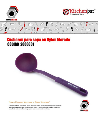 Imagen 2 de 4 de Cucharon Para Sopa En Nylon Morado