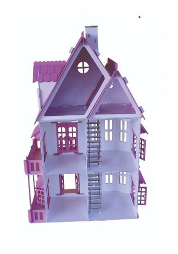 Imagem 3 de 3 de Castelo Branco E Rosa Casinha Boneca Polly +27 Móveis