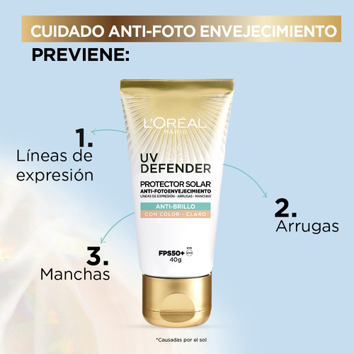 2 L'oréal Protector Solar Uv Defender Fps50 Tono Claro 40g