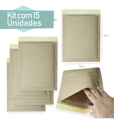 Envelope Kraft Lacre Bolha Polibolha 19x25 Cm Foto - 15 Und