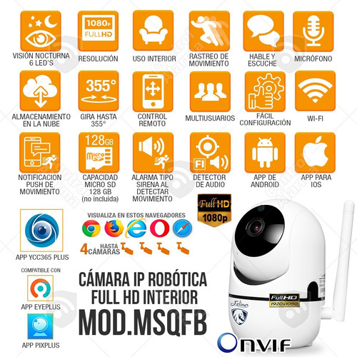 Imagen 2 de 10 de Camara Wifi Ip Full Hd Seguridad Rastreo Movimiento Vision Nocturna Alarma Audio Espia Celular Grabacion Nube Amazon