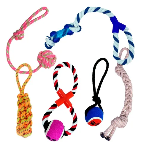 Kit 5 Cordas Brinquedos Mordedores Puxador P/ Cachorro