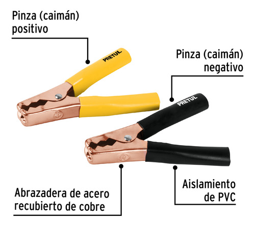 Caimanes O Pinzas Para Cables Pasa Corriente O Inversora