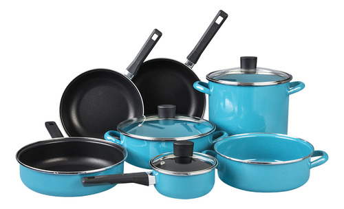 Batería De Cocina Pontevedra 11 Piezas Cinsa Color Azul Praga