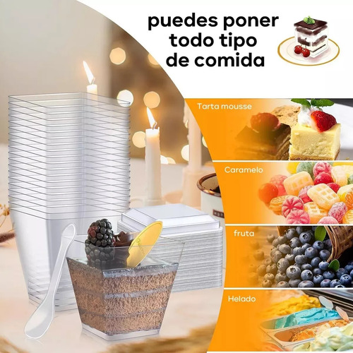V Postres Desechables Transparentes De 2/5/8 Onzas+cucha