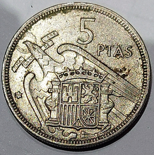 Moneda Española Generalisimo F. Franco Año 1957 - 5 Pesetas (Usado)