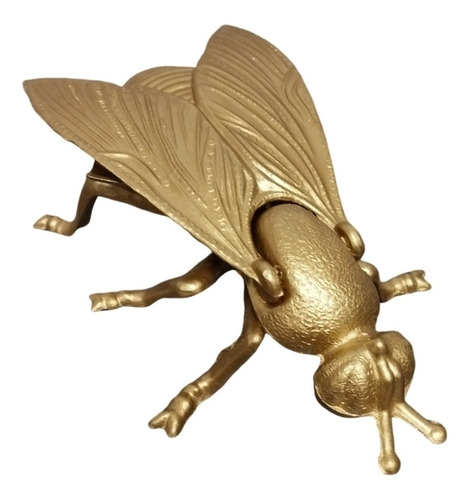 Figura De Metal Cenicero Vintage Insecto Mosca Dorada 