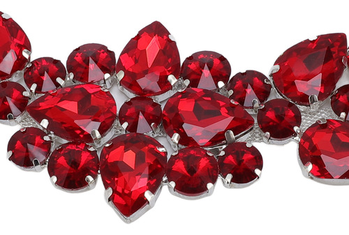 Correa Corta Roja Con Diamantes De Imitación, Decoración De