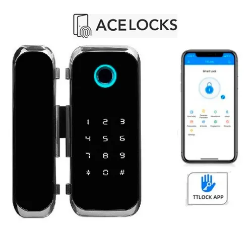 Cerradura Electrónica Puerta Vidrio Blindex - App Huella E15