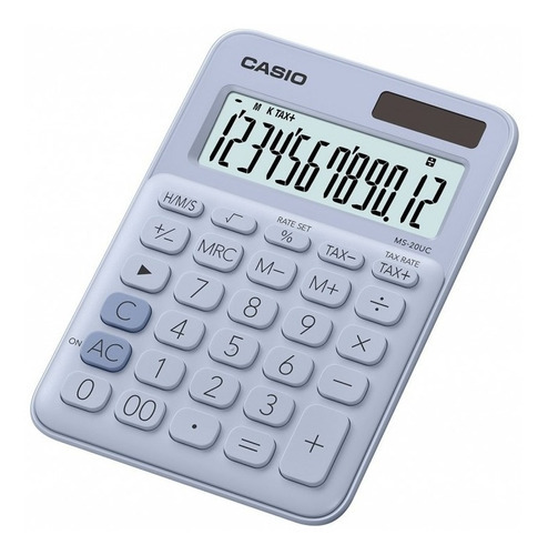 Imagen 2 de 4 de Calculadora De Escritorio Casio Ms-20uc - 12 Digitos - Solar Color Celeste