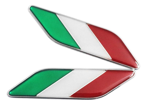 Set Of 2pcs Aluminum Italian Flag Emblem Parallelogram Shape