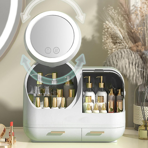 Caja De Almacenamiento De Maquillaje Con Espejo De Luz Led