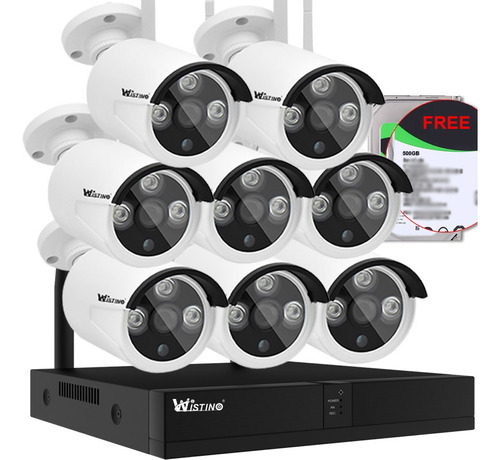 Exterior Del Kit Cctv 8 Cámaras Hd 3mp Inalámbrico Nvr+500gb