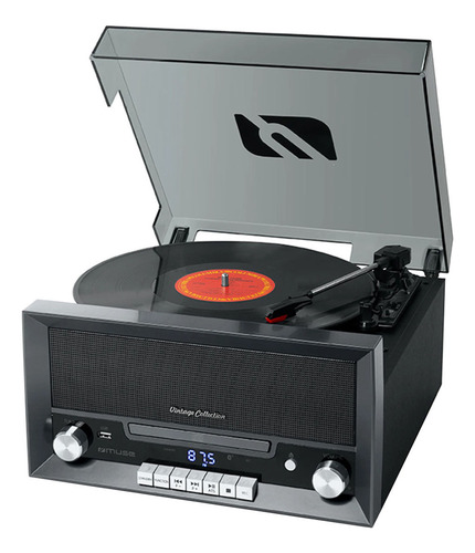 Micro Sistema Muse Mt 110ds Vinilo Bluetooth Fm Dimm Color Negro